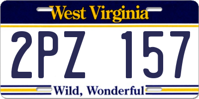 WV license plate 2PZ157