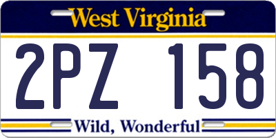 WV license plate 2PZ158