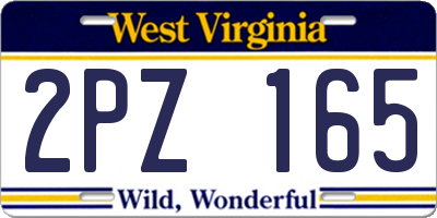 WV license plate 2PZ165