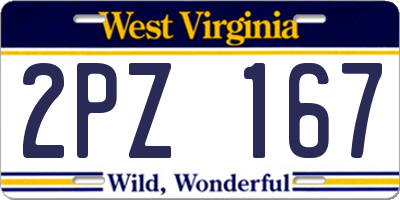WV license plate 2PZ167