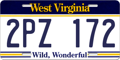 WV license plate 2PZ172