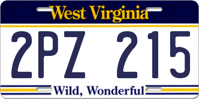 WV license plate 2PZ215
