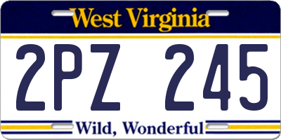WV license plate 2PZ245