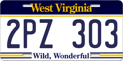 WV license plate 2PZ303
