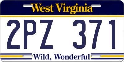WV license plate 2PZ371