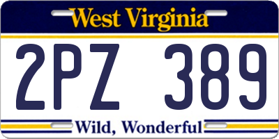 WV license plate 2PZ389