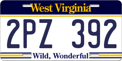 WV license plate 2PZ392
