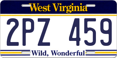 WV license plate 2PZ459