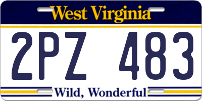 WV license plate 2PZ483