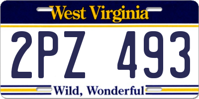 WV license plate 2PZ493
