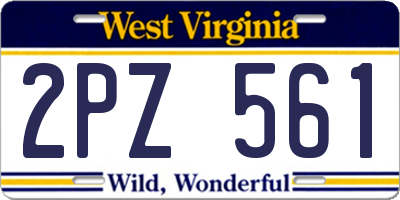 WV license plate 2PZ561