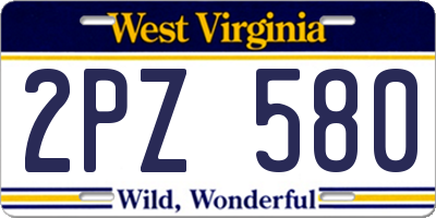 WV license plate 2PZ580