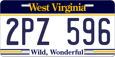 WV license plate 2PZ596