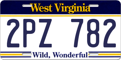 WV license plate 2PZ782