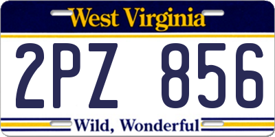 WV license plate 2PZ856