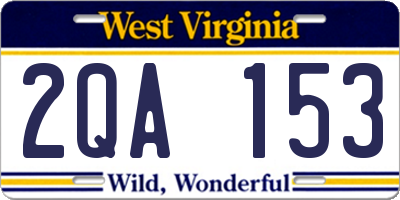 WV license plate 2QA153
