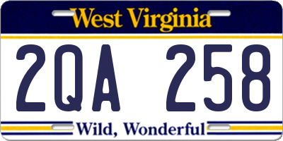 WV license plate 2QA258