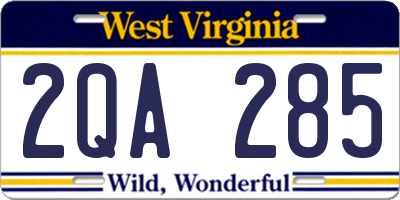 WV license plate 2QA285