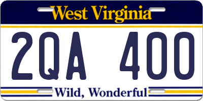 WV license plate 2QA400
