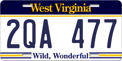 WV license plate 2QA477