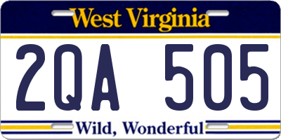 WV license plate 2QA505