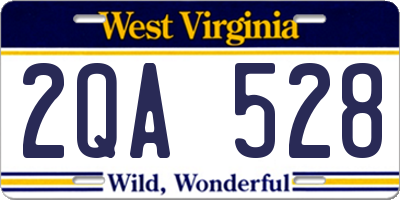 WV license plate 2QA528