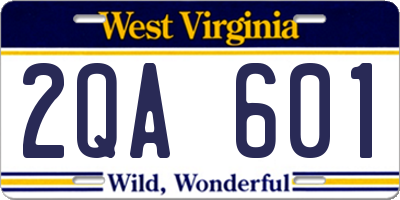 WV license plate 2QA601