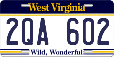 WV license plate 2QA602