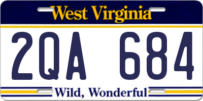 WV license plate 2QA684