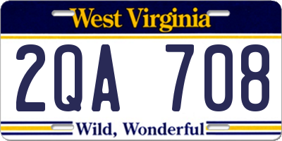 WV license plate 2QA708