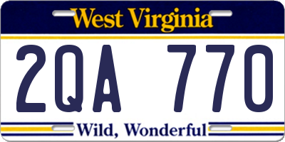 WV license plate 2QA770