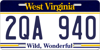 WV license plate 2QA940