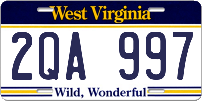 WV license plate 2QA997