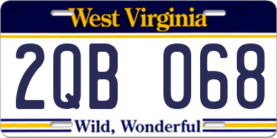 WV license plate 2QB068