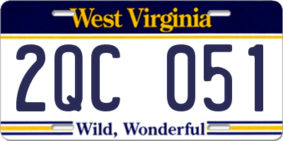 WV license plate 2QC051