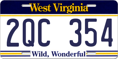 WV license plate 2QC354