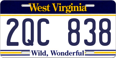 WV license plate 2QC838
