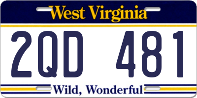 WV license plate 2QD481