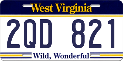 WV license plate 2QD821