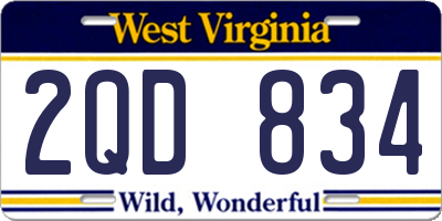 WV license plate 2QD834