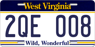 WV license plate 2QE008
