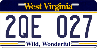 WV license plate 2QE027