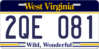 WV license plate 2QE081