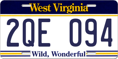 WV license plate 2QE094