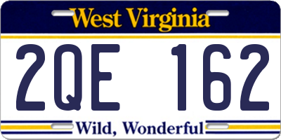 WV license plate 2QE162
