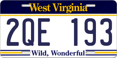 WV license plate 2QE193