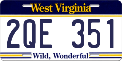 WV license plate 2QE351