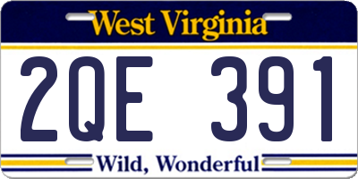 WV license plate 2QE391