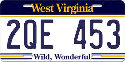 WV license plate 2QE453