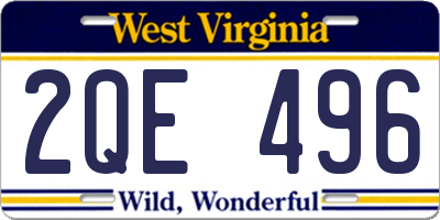 WV license plate 2QE496